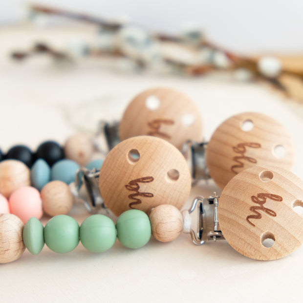 Wood Beaded Pacifier Clips