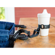 BooginHead SippiGrip in black to keep the sippy cup clean and attached to their highchair. Size adjustable strap can attach to bottles, sippy cups or toys. Essential baby and toddler supply! Easy to clean. 