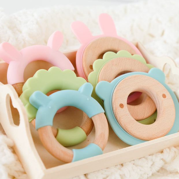 NEW! Silicone & Wood Teething Rings