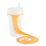 Booginhead SippiGrip Silicone in creamsicle orange on a toddler sippy cup. Must have baby supply. Easy to clean, silicone cup holder strap, size adjusts for bottle or toys
