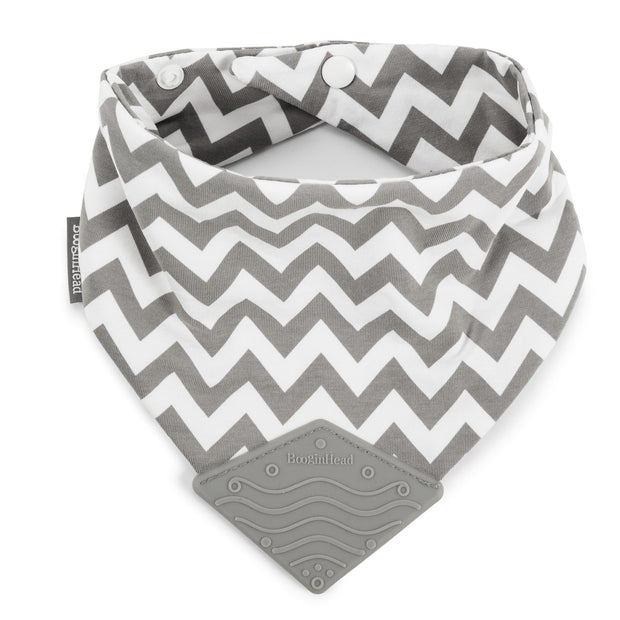 BooginHead Bandana Teether with snaps and silicone teething piece cotton modern gray and white design