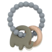 BooginHead silicone & wood teether, gray elephant